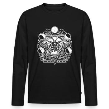 Mondphasen Motte Witchcraft okkult - Männer Premium Bio Langarmshirt - Schwarz - Vorne - Nico (187cm)