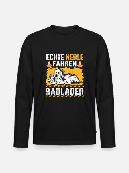 Echte Kerle Radlader Radladerfahrer - Männer Premium Bio Langarmshirt - Schwarz