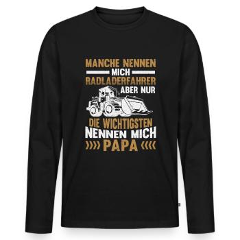 Radladerfahrer Papa Radlader Bauarbeiter - Männer Premium Bio Langarmshirt - Schwarz - Vorne - Nico (187cm)