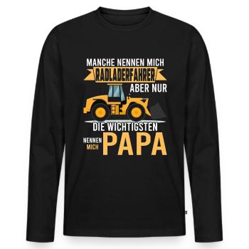 Radladerfahrer Papa Radlader Bauarbeiter - Männer Premium Bio Langarmshirt - Schwarz - Vorne - Nico (187cm)