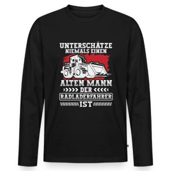 Radladerfahrer unterschätze niemals Radlader - Männer Premium Bio Langarmshirt - Schwarz - Vorne - Nico (187cm)