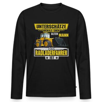 Radladerfahrer unterschätze niemals Radlader - Männer Premium Bio Langarmshirt - Schwarz - Vorne - Nico (187cm)