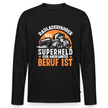 Radlader Radladerfahrer Supherheld - Männer Premium Bio Langarmshirt - Schwarz - Vorne - Nico (187cm)