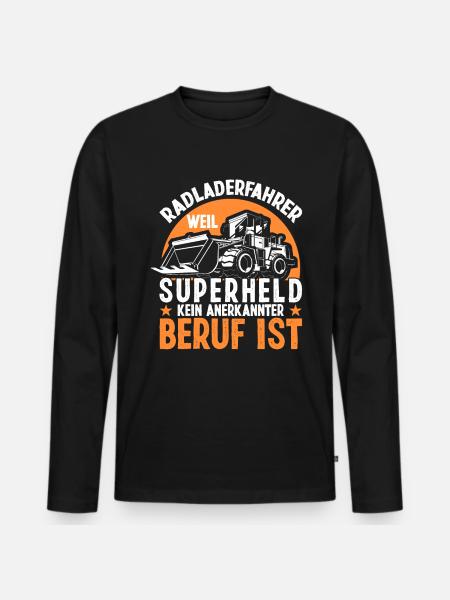 Radlader Radladerfahrer Supherheld - Männer Premium Bio Langarmshirt - Schwarz