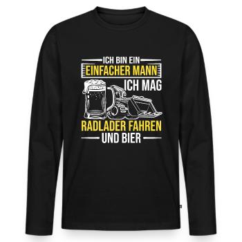 Radlader und Bier Radladerfahrer Bauarbeiter - Männer Premium Bio Langarmshirt - Schwarz - Vorne - Nico (187cm)