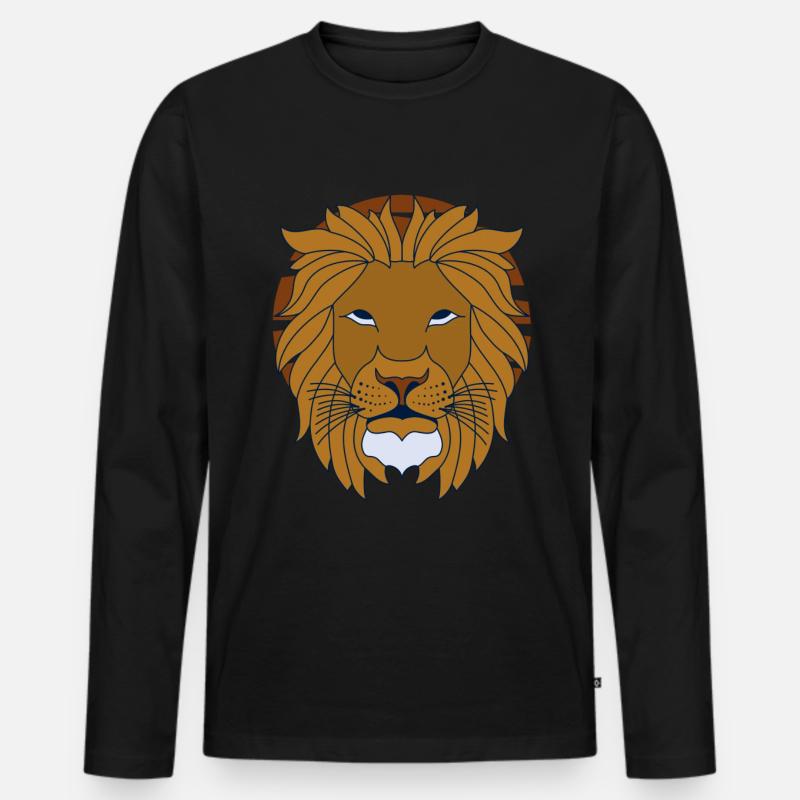 Löwe - Männer Premium Bio Langarmshirt - Schwarz