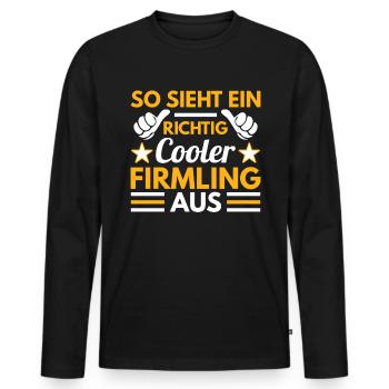Firmung so sieht ein cooler Firmling aus - Männer Premium Bio Langarmshirt - Schwarz - Vorne - Nico (187cm)