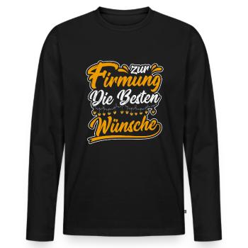 Firmung die Besten Wünsche Firmling - Männer Premium Bio Langarmshirt - Schwarz - Vorne - Nico (187cm)