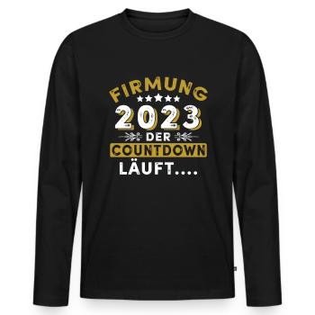 Firmung 2023 der Countdown läuft - Männer Premium Bio Langarmshirt - Schwarz - Vorne - Nico (187cm)
