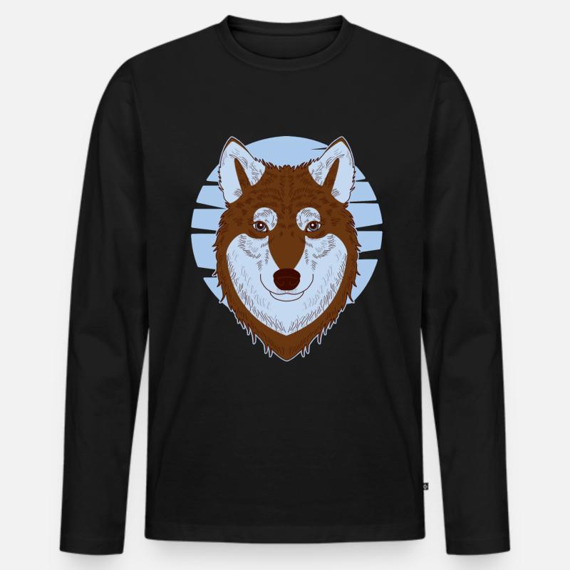 Siberian Husky - Männer Premium Bio Langarmshirt - Schwarz