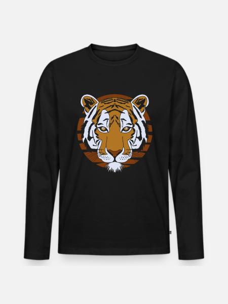Tiger Motiv - Männer Premium Bio Langarmshirt - Schwarz