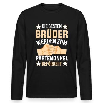 Die Besten Brüder werden Patenonkel Taufpate - Männer Premium Bio Langarmshirt - Schwarz - Vorne - Nico (187cm)