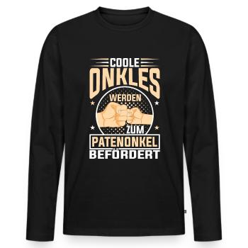 Coole Onkels werden Patenonkel Taufpate - Männer Premium Bio Langarmshirt - Schwarz - Vorne - Nico (187cm)