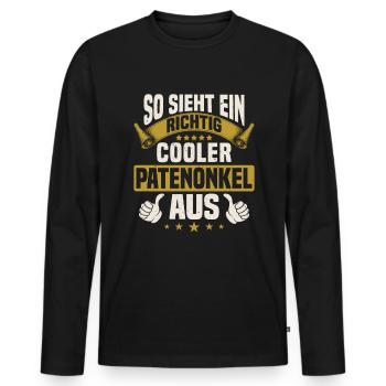 So sieht ein cooler Patenonkel aus Taufpate - Männer Premium Bio Langarmshirt - Schwarz - Vorne - Nico (187cm)