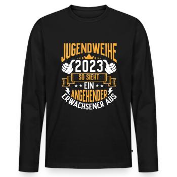 Jugendweihe 2023 ein angehender Erwachsener - Männer Premium Bio Langarmshirt - Schwarz - Vorne - Nico (187cm)