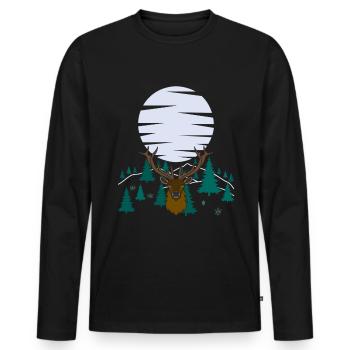 Deer Moon Antlers with Deer Antlers - Men's Premium Organic Long Sleeve Shirt - black - Front - Nico (187cm)