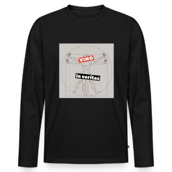 Lustiges Wein Trinken Design Vino in Veritas - Männer Premium Bio Langarmshirt - Schwarz - Vorne - Nico (187cm)