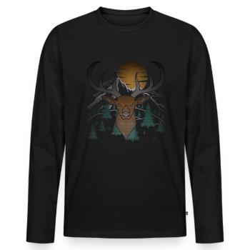 Deer Moon Antlers with Deer Antlers - Men's Premium Organic Long Sleeve Shirt - black - Front - Nico (187cm)
