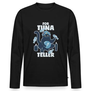 Fortune Teller Cat with Tuna: Fortunateller - Men's Premium Organic Long Sleeve Shirt - black - Front - Nico (187cm)