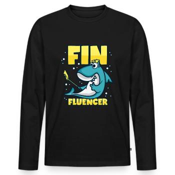 Influencer Hai Finfluencer - Men's Premium Organic Long Sleeve Shirt - black - Front - Nico (187cm)