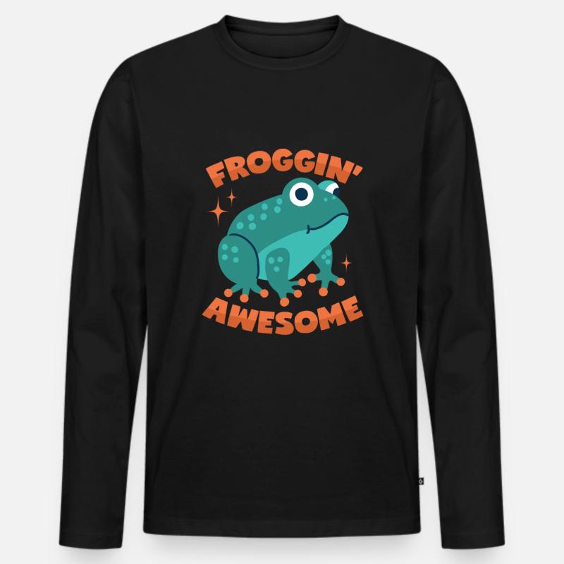 Frosch Wortwitz - Männer Premium Bio Langarmshirt - Schwarz