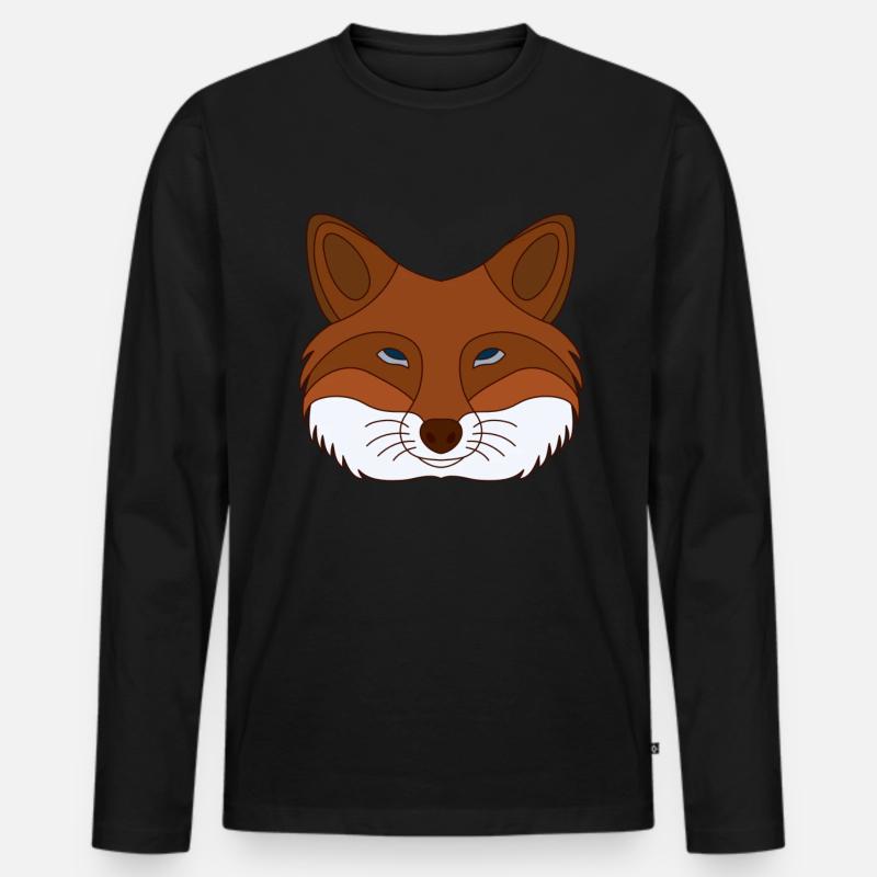 Waldtier wildes Tier Motiv mit Fuchs Design - Männer Premium Bio Langarmshirt - Schwarz