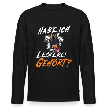 Hund habe ich Leckerli gehört Hundebesitzer - Männer Premium Bio Langarmshirt - Schwarz - Vorne - Nico (187cm)