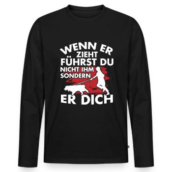 Hund wenn er zieht Hundebesitzer - Männer Premium Bio Langarmshirt - Schwarz - Vorne - Nico (187cm)