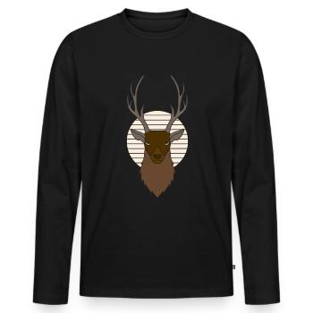 Rothirsch Geweih mit Hirschgeweih - Männer Premium Bio Langarmshirt - Schwarz - Vorne - Nico (187cm)