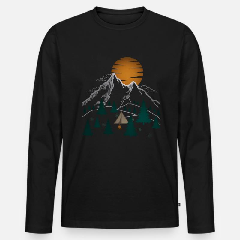 Camping in den Bergen - Männer Premium Bio Langarmshirt - Schwarz