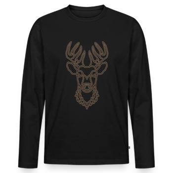 Rothirsch Geweih mit Hirschgeweih - Männer Premium Bio Langarmshirt - Schwarz - Vorne - Nico (187cm)