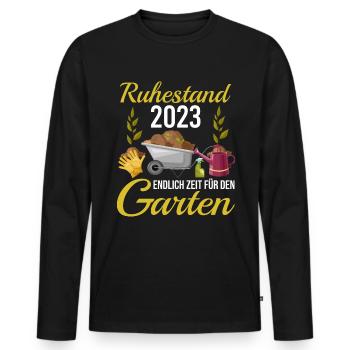 Rentner 2023 Zeit für den Garten Rente - Männer Premium Bio Langarmshirt - Schwarz - Vorne - Nico (187cm)