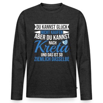 Kreta Glück Griechenland Urlaub - Männer Premium Bio Langarmshirt - Anthrazit meliert - Vorne - Nico (187cm)