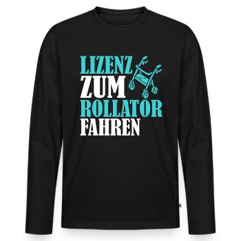 Rentner Rollator fahren Rente - Männer Premium Bio Langarmshirt - Schwarz - Vorne - Nico (187cm)