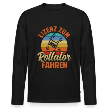 Rentner Rollator fahren Rente Retro - Männer Premium Bio Langarmshirt - Schwarz - Vorne - Nico (187cm)