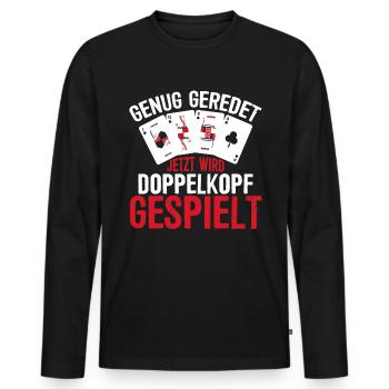 Jetzt wird Doppelkopf gespielt Kartenspiel - Männer Premium Bio Langarmshirt - Schwarz - Vorne - Nico (187cm)