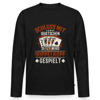 Jetzt wird Doppelkopf gespielt Kartenspiel - Männer Premium Bio Langarmshirt - Schwarz - Vorne - Nico (187cm)