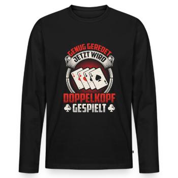 Jetzt wird Doppelkopf gespielt - Männer Premium Bio Langarmshirt - Schwarz - Vorne - Nico (187cm)