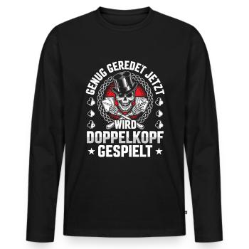 Jetzt wird Doppelkopf gespielt Kartenspiel - Männer Premium Bio Langarmshirt - Schwarz - Vorne - Nico (187cm)