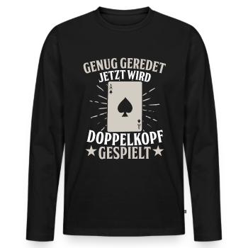 Jetzt wird Doppelkopf gespielt - Männer Premium Bio Langarmshirt - Schwarz - Vorne - Nico (187cm)