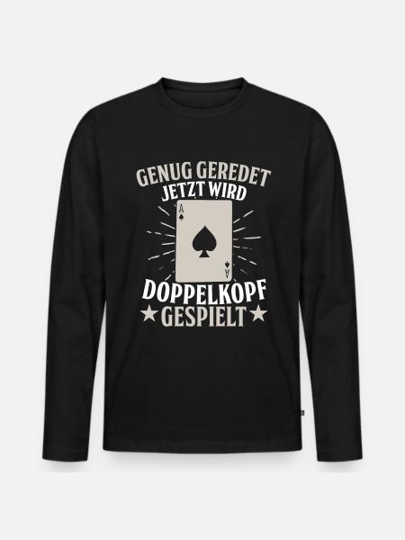 Jetzt wird Doppelkopf gespielt - Männer Premium Bio Langarmshirt - Schwarz