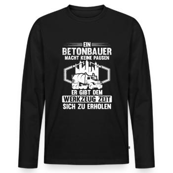 Betonbauer macht keine Pausen Beruf - Männer Premium Bio Langarmshirt - Schwarz - Vorne - Nico (187cm)