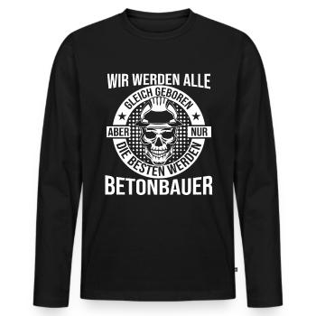 Nur die besten werden Betonbauer - Männer Premium Bio Langarmshirt - Schwarz - Vorne - Nico (187cm)