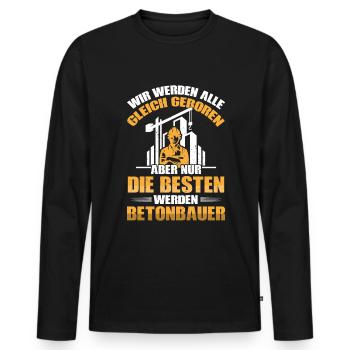 Nur die besten werden Betonbauer - Männer Premium Bio Langarmshirt - Schwarz - Vorne - Nico (187cm)