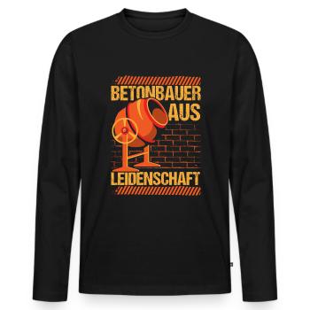 Betonbauer aus Leidenschaft - Männer Premium Bio Langarmshirt - Schwarz - Vorne - Nico (187cm)