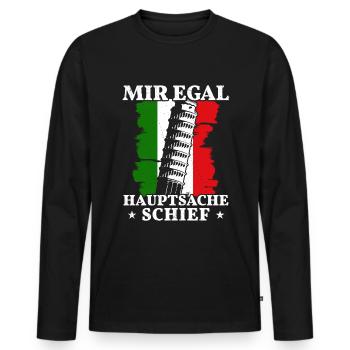 Schiefe Turm von Pisa mir egal Italien - Männer Premium Bio Langarmshirt - Schwarz - Vorne - Nico (187cm)