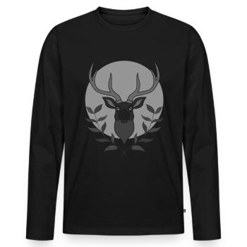 Rothirsch Geweih mit Hirschgeweih - Männer Premium Bio Langarmshirt - Schwarz - Vorne - Nico (187cm)