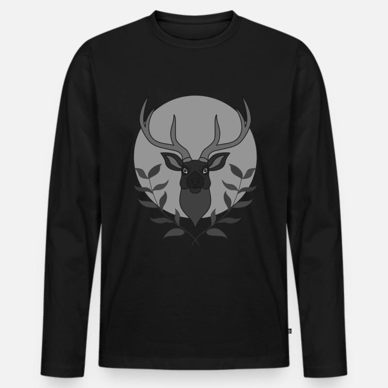 Rothirsch Geweih mit Hirschgeweih - Männer Premium Bio Langarmshirt - Schwarz