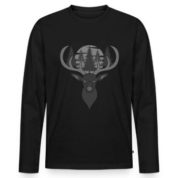 Bois de cerf rouge avec des bois de cerf - T-shirt manches longues Premium bio Homme - noir - Devant - Nico (187cm)