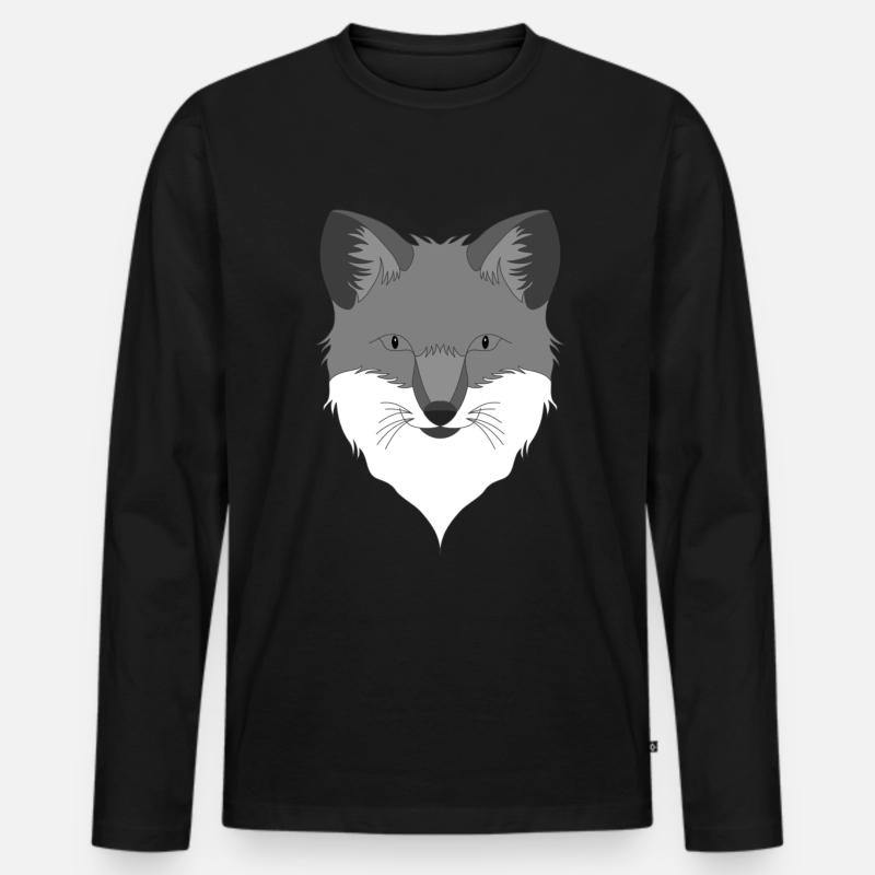 Fuchs Waldtier Design mit Tierkopf - Männer Premium Bio Langarmshirt - Schwarz